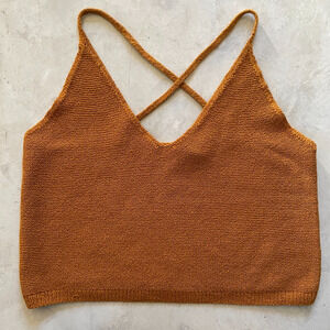 Moth‎ Anthropologie Knit Tank Crop Top Womens XL Boho Earthy Neutral Festival